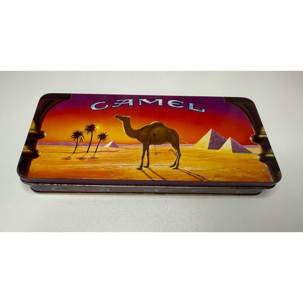 Vintage 1993 Camel Joe Camel Metal Tin Storage Box Tobacco Collectible